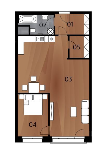 Rezidence Arménská - Půdorys BJ1.04