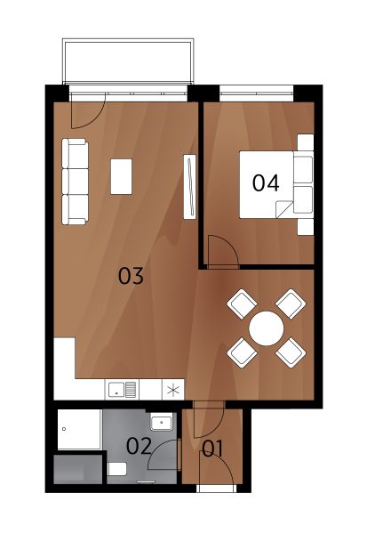 Rezidence Arménská - Půdorys BJ3.15