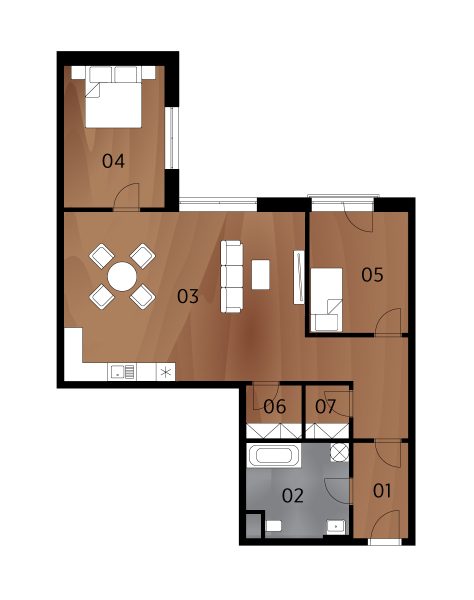 Rezidence Arménská - Půdorys podlaží BJ3.25